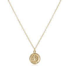 Our best-selling protection charm. Made on a 14kt gold-filled, 16-inch chain Worry-free wear‚ which means sleep, shower and sweat in it 14kt gold-filled protection gold disc Layers great with all necklaces Luxury Gold-tone Round Pendant Charm Necklace, Luxury Gold Classic Medallion Necklace, Gold Disc, Coin Necklace, Gold Plated Necklace, Gold Charm, 14kt Gold, Necklace Gold, Gold Filled