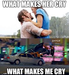 two different pictures with the same person hugging each other in front of an open car