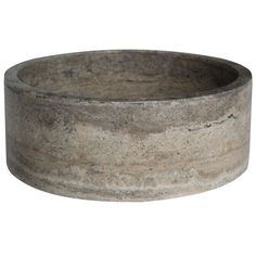 an old concrete bowl is shown on a white background