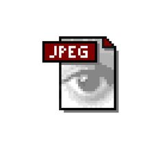 an eye looking through a magnifying glass with the word jpeg on it