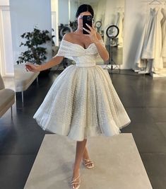 Glitter Ball Gown, Graduation Wear, A Line Party Dress, Off The Shoulder Prom Dress, Gowns Short, Ball Gown Prom Dresses, Party Dress For Women, Classy Gowns, Civil Wedding Dresses