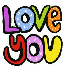 the word love you in colorful letters