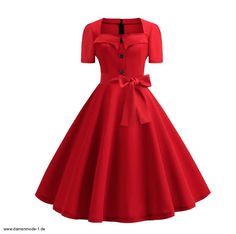 Neuheiten 2025 | A Linie 50er Rockabilly Kleid Knielang mit Ärmel in Rot | Damenmode Damenbekleidung Günstig Online Kaufen » Aktuelle Mode Trends für Damen » Damenmode Kollektion 2025 » Festliche Mode für Damen » Fashion Shop für Damen