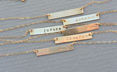 Personalized Bar Necklace  Nameplate by SilverLotusDesigns on Etsy Stacking Necklaces, Personalized Bar Necklace, Necklace Couple, Bar Necklaces, Necklace Bar, Classic Bar, Name Necklaces