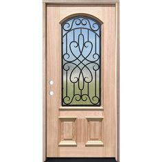 Greatview Doors offers a beautiful unfinished mahogany wood door that would be the perfect addition to give your home an instant upgrade. This ¾ lite singe door unit comes ready to install and features an iron grille, offering a classic look, and rain privacy glass paired with the warmth of mahogany hardwood. This door will provide a timeless appeal to any home. Greatview Doors 36-in x 80-in x 6-9/16-in Wood 3/4 Lite Right-Hand Inswing Mahogany Unfinished Prehung Front Door Solid Core in Brown | UM543SGL36R-6 Cheap Interior Doors, Mahogany Wood Doors, Fiberglass Front Door, Full Bathroom Remodel, Wood Entry Doors, Mahogany Doors, Wood Front Doors, Privacy Glass, Storm Door