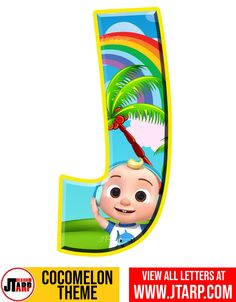 the letter j is for cocomelon and has an image of a palm tree on it