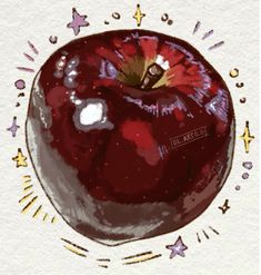 an apple is shown with stars around it