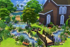 Garden Ideas Sims 4, Cottage Backyard, Die Sims 4, Sims Houses, Sims Free Play, Sims 4 House Plans, Sims 4 House Design, Casas The Sims 4