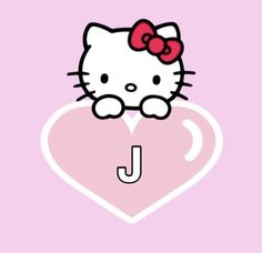 a hello kitty wallpaper with the letter j on it's face and an umbrella in the shape of a heart