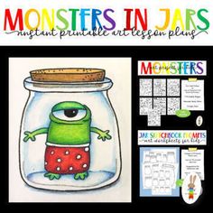 monsters in jars project with pictures and text on the front page, including an image of a