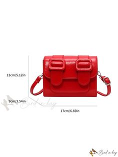 Bird in Bag - Leather Bag Buckle Decoration with Neon Red Stylish Design for Everyday Use Red Square Satchel For School, Red Square School Bag, Chic Red School Bag, Trendy Red Shoulder Bag For School, Elegant Red Shoulder Bag For School, Retro Red Shoulder Bag For Everyday, Trendy Red Box Bag As Gift, Red Rectangular Shoulder Bag For School, Trendy Red Box Bag For Gifts