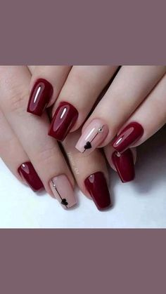 Nails Color Vino, Wine Nails, Maroon Nails, Romantic Nails, February Nails, Minx Nails, Simple Gel Nails, Pretty Nail Art Designs, Fancy Nails