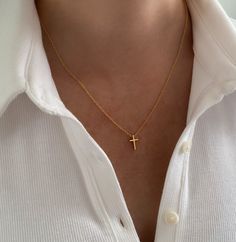 Silver Cross Necklace Tiny Cross Sterling Silver Gold - Etsy Cross Necklace Amazon, Small Dainty Cross Necklace, Little Cross Necklace, Gold Necklace With Cross, Tiny Gold Cross Necklace, Mini Cross Necklace, Dainty Cross Necklace Gold, Good Cross Necklace, Simple Gold Cross Necklace