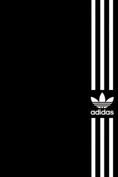 the adidas logo is shown in black and white on a dark background with vertical stripes