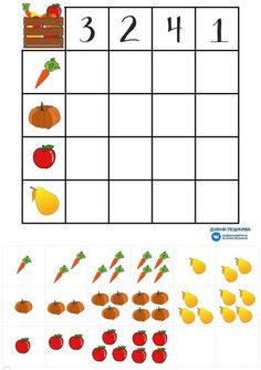 the worksheet is filled with different fruits and vegetables to learn how to write numbers