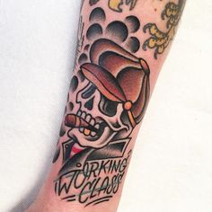 Spencer Harrington on Instagram: “Working class skull on the wrist from earlier this year 💀 Now booking for New Orleans, Austin and San Francisco. DM or Email to book�…” Working Class Tattoo, New Orleans Tattoo, Hot Rod Tattoo, Old School Tattoo Designs, Skull Tattoo Design, Now Booking, Arm Tattoos, School Tattoo