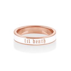 Til Death White Enamel Band - 4mm – Marrow Fine Love Lasts Forever, Marrow Fine, 14k Gold Wedding Band, Cute Engagement Rings, Color Shampoo, Original Jewelry, Mens Band, Planning Ideas, Lovely Jewellery