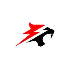 a red and black lightning bolt logo on a white background