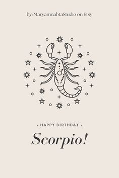 Scorpio Birthday card, digital download, printable on etsy