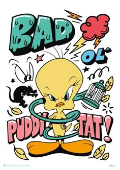 Looney Tunes (Tweety Bird - Bad Ol Puddy Tat) MightyPrint™ Wall Art MP17240586 Tweety Bird, Graphic Tshirt Design, Bugs Bunny, A Cartoon, Tshirt Design, Looney Tunes, Cartoon Character, Cartoon Network, Cartoon Characters