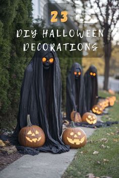 "From creepy spider webs to eerie ghost lanterns, these DIY ideas will give your home a hauntingly beautiful touch. 💀🕷️ #HalloweenDIYs #DIYHalloweenDecorations #HalloweenCrafting #DIYHalloweenIdeas #HalloweenDIYProjects #HalloweenDecorInspo #DIYHalloweenCrafts #HalloweenDIYInspiration #DIYHalloweenDecor Halloween Spiderwebs On House, Halloween Decorations Walkway, Quick And Easy Outdoor Halloween Decorations Outdoor, Outdoor Halloween Projection, Haunted House Truck Or Treat, Easy Halloween Decor Outside, Halloween Decorations Yard Outdoor, Halloween Spooky Walk Ideas, Spooky Cemetery Halloween Decorations