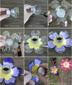 how to make paper flowers out of plastic bottles