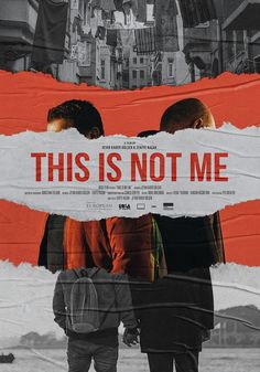 this is not me movie poster with two men standing in front of an orange background