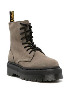 Jadon suede boots from DR. MARTENS featuring beluga grey, calf suede, panelled design, logo pull-tab at the heel, round toe, front lace-up fastening, side zip fastening and rubber sole. Size Info UK Color Detail Grey Made In Vietnam Material Exterior: 100% calf suede Lining: 100% calfskin Sole: 100% rubber Season One Fall-Winter Season Two Fall-Winter Product boots Brand Dr. Martens Size And Fit Heel 2,4 in / 6 cm; Platform 1,6 in / 4 cm Suede Ankle Lace-up Boots, Suede High-top Boots With Front Lace-up, High-top Suede Boots With Front Lace-up, High-top Suede Boots With Lace-up Fastening, High-top Suede Boots With Laces, Suede High-top Boots For Streetwear, High-top Suede Boots For Streetwear, High Ankle Suede Lace-up Boots, Suede High-top Boots With Reinforced Heel