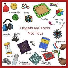 a poster with words that say fidgets are tools, not toy's