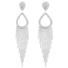 Are you looking for a show stopping pair of earrings for a special occasion? Blurring the lines between night and day accessories, you'll find endless outfits to wear this fabulous pair of long earrings with. They have an extreme glam style with statement extralong length rhinestone strands! Glittering crystals catch the light beautifully, adding major sparkle, making these earrings spectacular! Post back and clip on style earrings measure 5.75 inches in length by 1 inch width. Stud earrings hav Multi Strand Pearl Necklace, Shoulder Duster Earrings, Duster Earrings, Chain Scarf, Easter Jewelry, Casual Earrings, Western Earrings, Outfits To Wear, Night And Day