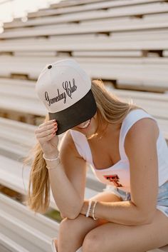 Gameday Club Cursive Vintage Trucker! The perfect gameday hat for any sport!! 🖤 Black/Natural Vintage Trucker 🖤 Black Stitching Black Trucker Hat Outfit, Hat Branding, Trucker Hat Outfit, Hat Outfit, Black Trucker Hat, Hotel Collection, Outfits With Hats, Branding Photos, Top Graphic Tees