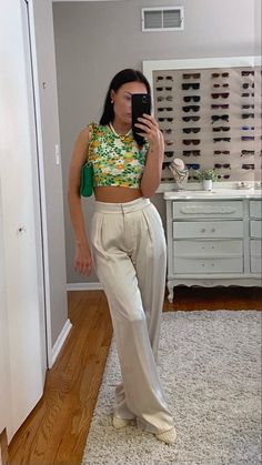 white pants with floral top summer night out outfit 2023 inspo | floral summer crop top #ad Night Out Outfit 2023, Satin Pants Outfit, Summer Crop Top, Outfit 2023, Party Pants, Satin Pants, Summer Crop Tops, Night Out Outfit, Pink Pants