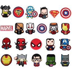 the avengers and spider - man stickers are all in different shapes, sizes and colors