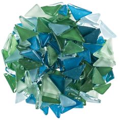 a blue and green glass ball on a white background with the words mosaic mercantile