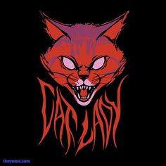 an image of a cat with fangs on it's face and the word dash written in red