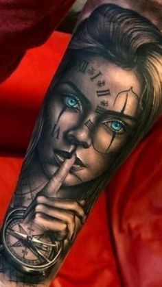 Skull Girl Tattoo, Wolf Tattoo Sleeve, Girl Face Tattoo, Girl Arm Tattoos, Men Tattoos Arm Sleeve, Cool Arm Tattoos, Cool Forearm Tattoos