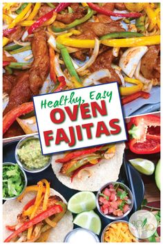 the cover of healthy easy oven fajitas