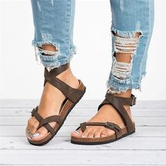 Category:Sandals; Upper Materials:PU; Embellishment:Buckle; Season:Summer; Heel Type:Flat Heel; Gender:Women's; Style:Minimalism,Bohemia,Casual,Vintage; Heel Height(inch):<1; Outsole Materials:Rubber; Occasion:Daily,Beach; Closure Type:Ankle Strap; Listing Date:01/31/2024; Production mode:External procurement; 2024 Trends:Gladiator Sandals Roman Sandals,Boho Bohemia Beach; Foot Length:null; Foot Width:null; Size chart date source:Provided by Supplier. Beach Slippers Flip Flops, Summer Leather Sandals, Women Flat Sandals, Women Platform Sandals, Roman Sandals, Cork Sandals, Buckled Flats, Platform Wedge Heels, Leather Sandals Flat