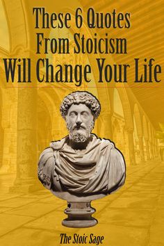 a statue with the words, these 6 quotes from stoicism will change your life