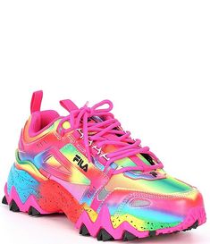 Rainbow Outfit Women, Sneakers Fashion Women's, Rainbow Nikes, Crazy Sneakers, Neon Shoes, Chunky Platform Sneakers, Rainbow Sneakers, Colorful Sneakers