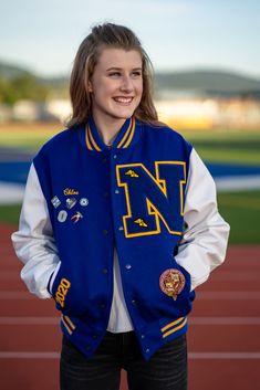 Letter Man Jacket Outfits, High School Seniors Photos, College Jackets, Class Shirt, Future Outfit