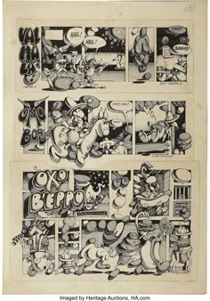 an old comic strip with cartoon characters in it