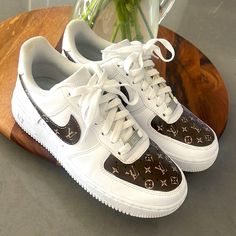 Nike Air Force 1’s. I’m Originally An 8, But Got 7.5 And Fit Perfectly. Brand New, Never Been Worn! Had Someone Hand Paint Them! Nike Louis Vuitton Shoes, Nike Luxury Sneakers, Luxury Nike Sneakers With Round Toe, Luxury Nike Round Toe Sneakers, Nike Designer Sneakers With Round Toe, Louis Vuitton Air Force 1, Louis Vuitton Nike Air Force, Painted Louis Vuitton, Custom Nike Air Force 1