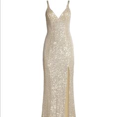 Selling! Size Us 4 Wore Once Perfect Condition Champagne V-neck Gown With Sequins, Champagne V-neck Sequin Party Dress, Champagne V-neck Sequin Evening Dress, Mac Duggal Dresses, Mac Duggal, Sequin Dress, V Neck, Womens Dresses, Dresses