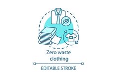 the zero waste clothing logo is shown with clothes and other items in blue on a white background