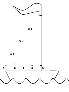 an image of a boat in the water with numbers on it and one line going up