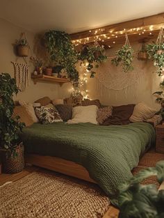 Basement Room Ideas Aesthetic, Cottage Vibe Bedroom, Rainforest Room Ideas, Jungle Bedroom Aesthetic, Rainforest Bedroom Ideas, Rich Bedroom Aesthetic, Home Bedroom Refresh, Rainforest Bedroom, Cozy Green Bedroom