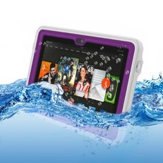 an image of a tablet in the water with pictures on it's display screen