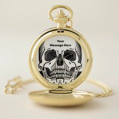 Personalized Skeleton Birthday Halloween Party Pocket Watch | Zazzle