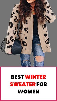 sweater outfit Fashion Cardigan, Winter Sweater Outfits, Leopard Cardigan, Cardigan Oversized, Leopard Print Cardigan, Cardigan Sweaters